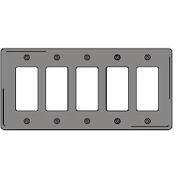 Bryant NP265GY Styleline Rectangular Plate, 5-Gang, Standard, Gray Nylon