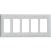 Bryant NP265W Styleline Rectangular Plate, 5-Gang, Standard, White Nylon