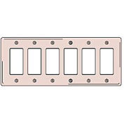 Bryant NP266I Styleline Rectangular Plate, 6-Gang, Standard, Ivory Nylon