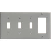 Bryant NP326GY Toggle Styleline Combo Plate, 4-Gang, Standard, Gray Nylon, 3 Toggle