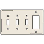 Bryant NP326LA Toggle Styleline Combo Plate, 4-Gang, Std, Light Almond Nylon, 3 Toggle
