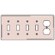 Bryant NP48I Toggle Duplex Combo Plate, 5-Gang, Standard, Ivory Nylon