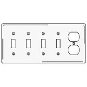 Bryant NP48W Toggle Duplex Combo Plate, 5-Gang, Standard, White Nylon