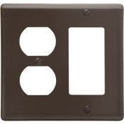 Bryant NP826 Duplex Styleline Combo Plate, 2-Gang, Standard, Brown Nylon