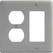 Bryant NP826GY Duplex Styleline Combo Plate, 2-Gang, Standard, Gray Nylon