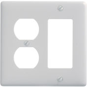 Bryant NP826W Duplex Styleline Combo Plate, 2-Gang, Standard, White Nylon