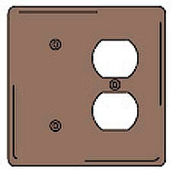 Bryant NPJ138 Blank Duplex Combo Plate, 2-Gang, Mid-Size, Brown Nylon