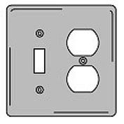 Bryant NPJ18GY Toggle Duplex Combo Plate, 2-Gang, Mid-Size, Gray Nylon