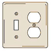 Bryant NPJ18I Toggle Duplex Combo Plate, 2-Gang, Mid-Size, Ivory Nylon