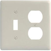 Bryant NPJ18LA Toggle Duplex Combo Plate, 2-Gang, Mid-Size, Light Almond Nylon