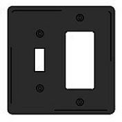 Bryant NPJ226BK Toggle Styleline Combo Plate, 3-Gang, Mid-Size, Black Nylon