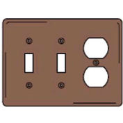 Bryant NPJ28 Toggle Duplex Combo Plate, 3-Gang, Mid-Size, Brown Nylon