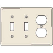 Bryant NPJ28LA Toggle Duplex Combo Plate, 3-Gang, Mid-Size, Light Almond Nylon