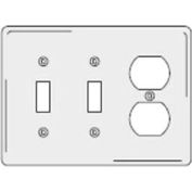 Bryant NPJ28W Toggle Duplex Combo Plate, 3-Gang, Mid-Size, White Nylon