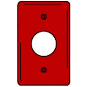 Bryant NPJ7R Single Receptacle Plate, 1-Gang, Mid-Size, Red Nylon, 1.40 open