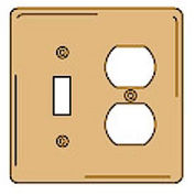 Bryant SBP18 Toggle Duplex Combo Plate, 2-Gang, Standard, Brass Plated