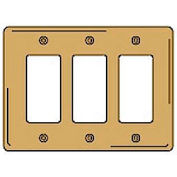 Bryant SBP263 Styleline Rectangular Plate, 3-Gang, Standard, Brass Plated