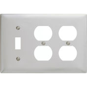 Bryant SS182 Toggle Duplex Combo Plate, 3-Gang, Standard, Satin Stainless