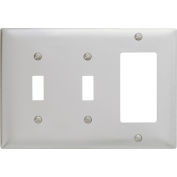 Bryant SS226 Toggle Styleline Combo Plate, 3-Gang, Standard, Satin Stainless