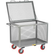 Steel Box Truck, Mesh Sides, 2000 lbs., 24" x 36", Non-Marking Poly, Hinged Lid