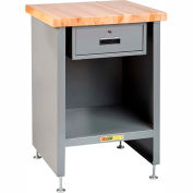 Little Giant Enclosed Table W/ Drawer, Maple Butcher Block Square Edge, 13"W x 17"D x 34"H, Gray