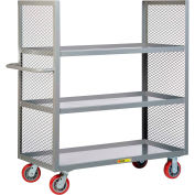 Little Giant® 2-Sided Bulk Truck, Mesh Sides, 3 Lipped Shelves, 24x48, 6" Poly Wheels