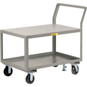 Little Giant® Sloped Handle HD Utility Cart, 2 Shlf, 3600 lb Cap., 24x48x28, 6" Whl, Floor Lock