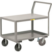 Little Giant® Sloped Handle HD Utility Cart, 2 Shlf, 3600 lb Cap., 24x48x28, 8" Whl, Floor Lock