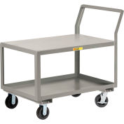 Little Giant® Sloped Handle HD Utility Cart, 2 Shelf, 3600 lb Cap., 30x48x28, 6" Wheel w/Brakes