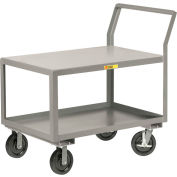 Little Giant® Sloped Handle HD Utility Cart, 2 Shlf, 3600 lb Cap., 30x48x28, 8" Wheels w/Brakes