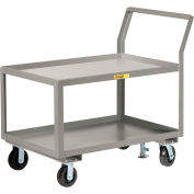 Little Giant® Sloped Handle HD Utility Cart, 2 Lip Shlf, 3600 lb, 24x48x28, 6" Whl, Floor Lock