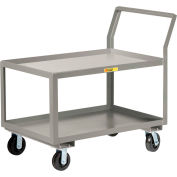 Little Giant® Sloped Handle HD Utility Cart, 2 Lipped Shelf, 3600 lb Cap., 30x48x28, 6" Wheels