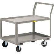 Little Giant® Sloped Handle HD Utility Cart, 2 Lip Shlf, 3600 lb, 30x48x28, 8" Wheels w/Brakes