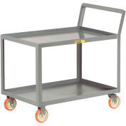 Little Giant® Sloped Handle Service Cart, Lipped Shlvs, 1200 lbs Cap., 24x36, 5" Poly Casters