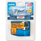 P-Touch Tape Cartridge, TZ Stand Laminate Tape, Black/Fluorescent Orange, 1W