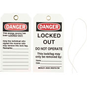 Brady® 65455 Lockout Tag- Danger Locked Out Do Not Operate, 2 Sided, Cardstock, 25/Pack