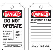 Brady® 65500 Lockout Tag- Danger Do Not Operate, photo tag, 2 Sided, Cardstock, 25/Pack