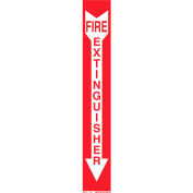 Brady&#174; 73657 BradyGlo Fire Extinguisher Sign, Red on Glow in the Dark, Polyester, 4&quot;W x 24&quot;H