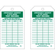 Brady® 86615 Emergency Shower & Eye Wash Test Record Tag, 2 Sided, 10/Pkg, Polyester, 4"W x 7"H