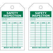 Brady&#174; 86666 Safety Inspection Tag, 2 Sided, 100/Pkg, Cardstock, 3&quot;W x 5-3/4&quot;H