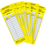 Brady® LAD-EITL521 Ladder Inspection Tag, 100/Pkg, Plastic, 2" W X 6-1/2" H, Yellow/White