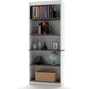 Bestar® Bookcase 5 Shelf 29-1/2"W x 11-5/8"D x 72"H White & Antigua