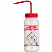 Bel-Art LDPE Wash Bottles 116420622, 500ml, Acetone Label, Red Cap, Wide Mouth, 3/PK