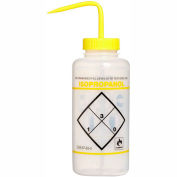 Bel-Art LDPE Wash Bottles 116462432, 1000ml, Isopropanol Label, Yellow Cap, Wide Mouth, 6/PK