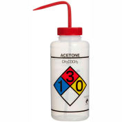 Bel-Art GHS Labeled Safety-Vented Assorted Wash Bottles; 500ml Pack of 4 Polyethylene w/Polypropylene Cap 16oz F12416-0050 