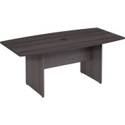 Bush Business Furniture 72"W x 36"D Boat Shaped Conference Table with Wood Base - Storm Gray