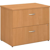 Bush Furniture Lateral File Cabinet, 2 Drawer with Double Handle Pulls - Light Oak - Series C