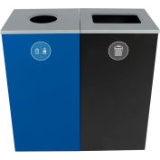 Busch Systems Spectrum Double Cube - Cans & Bottles/Waste, 48 Gallons - Blue/Black - 101181