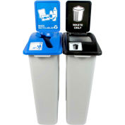 Busch Systems Waste Watcher Double - Waste & Mixed Recyclables, 46 Gallon, Gray - 100964