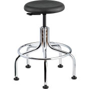 Bevco 3210-P Polyurethane Shop Stool - Black with Chrome Steel Base - 18-23"H - Versa Series